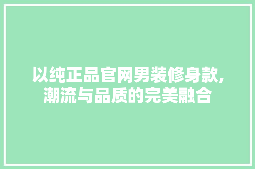 以纯正品官网男装修身款,潮流与品质的完美融合