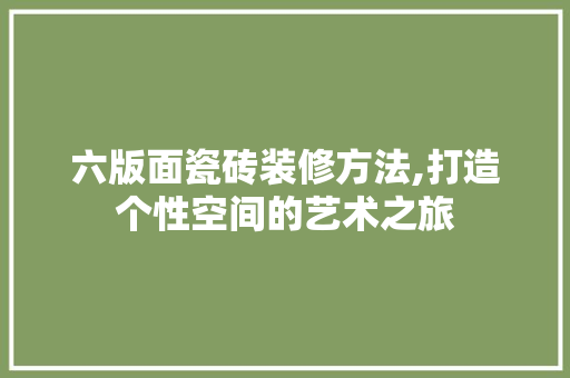 六版面瓷砖装修方法,打造个性空间的艺术之旅