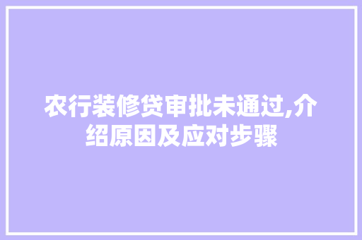 农行装修贷审批未通过,介绍原因及应对步骤