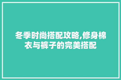 冬季时尚搭配攻略,修身棉衣与裤子的完美搭配