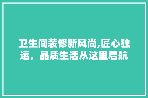 卫生间装修新风尚,匠心独运，品质生活从这里启航