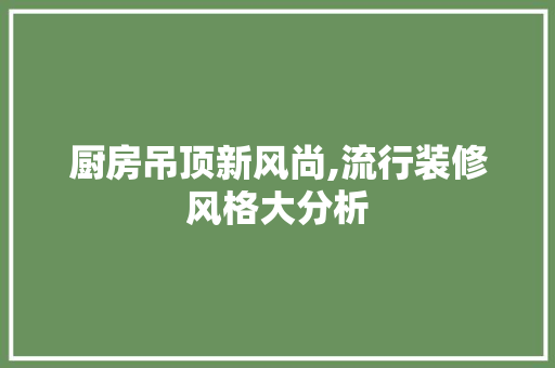 厨房吊顶新风尚,流行装修风格大分析