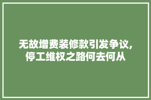 无故增费装修款引发争议,停工维权之路何去何从 无故增费装修款引发争议,停工维权之路何去何从 家居装饰