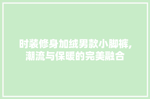 时装修身加绒男款小脚裤,潮流与保暖的完美融合 时装修身加绒男款小脚裤,潮流与保暖的完美融合 家居装饰