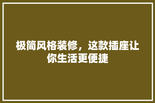 极简风格装修，这款插座让你生活更便捷 极简风格装修，这款插座让你生活更便捷 家居装饰