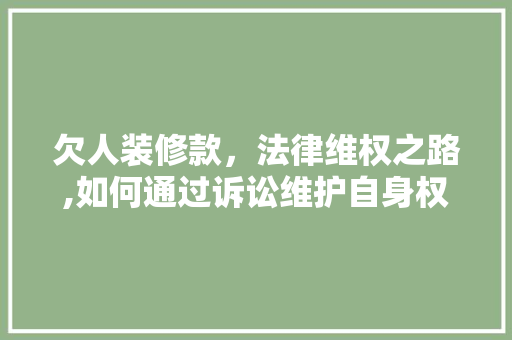 欠人装修款，法律维权之路,如何通过诉讼维护自身权益 欠人装修款，法律维权之路,如何通过诉讼维护自身权益 家居装饰