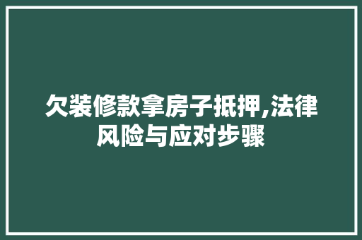 欠装修款拿房子抵押,法律风险与应对步骤 欠装修款拿房子抵押,法律风险与应对步骤 二手房