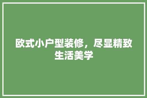 欧式小户型装修，尽显精致生活美学 欧式小户型装修，尽显精致生活美学 买房须知
