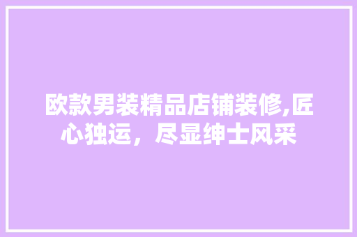 欧款男装精品店铺装修,匠心独运，尽显绅士风采 欧款男装精品店铺装修,匠心独运，尽显绅士风采 家居设计
