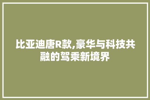 比亚迪唐R款,豪华与科技共融的驾乘新境界 比亚迪唐R款,豪华与科技共融的驾乘新境界 买房须知