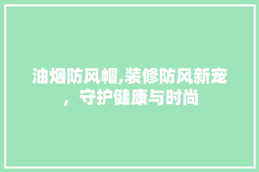 油烟防风帽,装修防风新宠，守护健康与时尚 油烟防风帽,装修防风新宠，守护健康与时尚 二手房