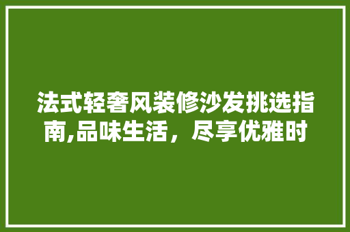 法式轻奢风装修沙发挑选指南,品味生活，尽享优雅时光 法式轻奢风装修沙发挑选指南,品味生活，尽享优雅时光 家居设计