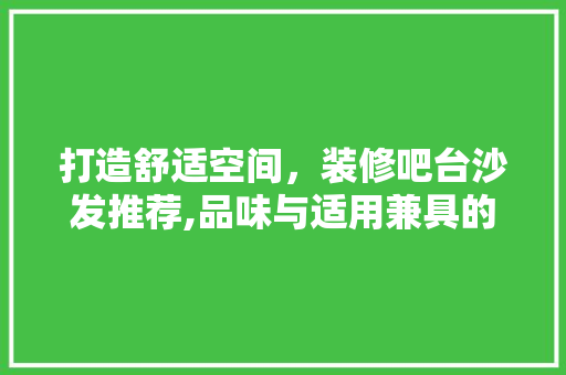 打造舒适空间，装修吧台沙发推荐,品味与适用兼具的选择