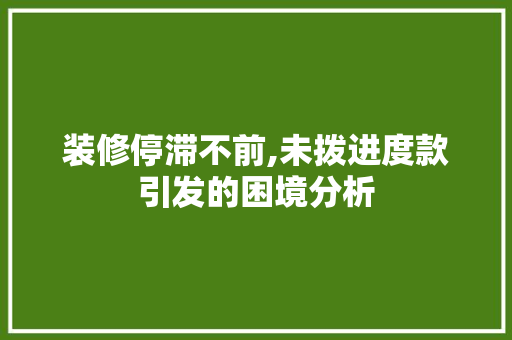 装修停滞不前,未拨进度款引发的困境分析 装修停滞不前,未拨进度款引发的困境分析 买房须知