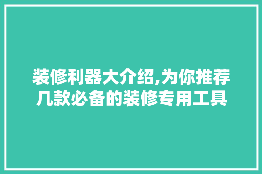 装修利器大介绍,为你推荐几款必备的装修专用工具 装修利器大介绍,为你推荐几款必备的装修专用工具 家居装饰