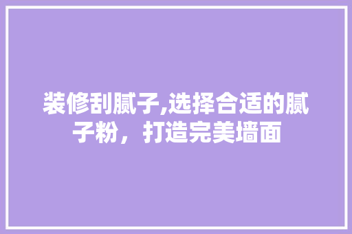装修刮腻子,选择合适的腻子粉，打造完美墙面 装修刮腻子,选择合适的腻子粉，打造完美墙面 家居装饰