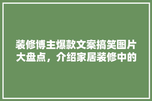 装修博主爆款文案搞笑图片大盘点，介绍家居装修中的“欢乐源泉” 装修博主爆款文案搞笑图片大盘点，介绍家居装修中的“欢乐源泉” 二手房