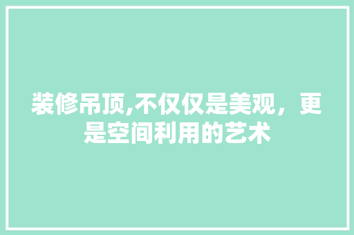 装修吊顶,不仅仅是美观，更是空间利用的艺术 装修吊顶,不仅仅是美观，更是空间利用的艺术 家居设计