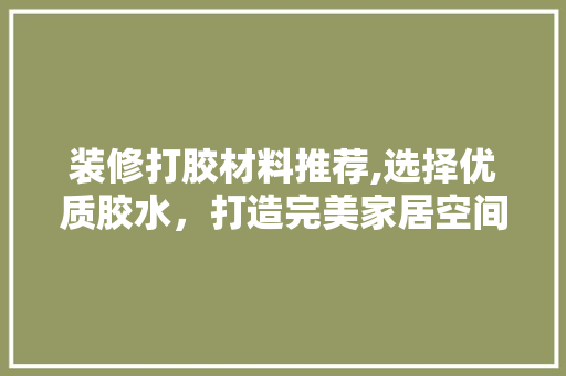 装修打胶材料推荐,选择优质胶水，打造完美家居空间 装修打胶材料推荐,选择优质胶水，打造完美家居空间 家居设计