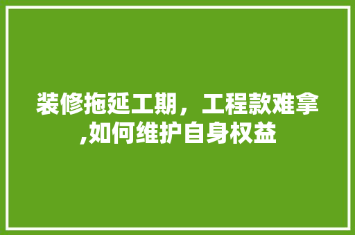 装修拖延工期，工程款难拿,如何维护自身权益 装修拖延工期，工程款难拿,如何维护自身权益 家居设计