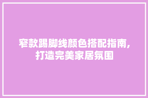 窄款踢脚线颜色搭配指南,打造完美家居氛围 窄款踢脚线颜色搭配指南,打造完美家居氛围 家居设计