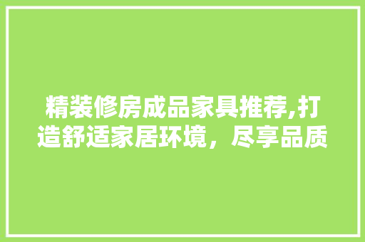精装修房成品家具推荐,打造舒适家居环境，尽享品质生活 精装修房成品家具推荐,打造舒适家居环境，尽享品质生活 家居设计
