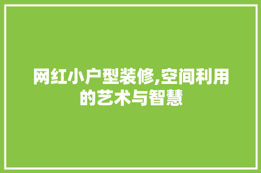 网红小户型装修,空间利用的艺术与智慧 网红小户型装修,空间利用的艺术与智慧 装修知识