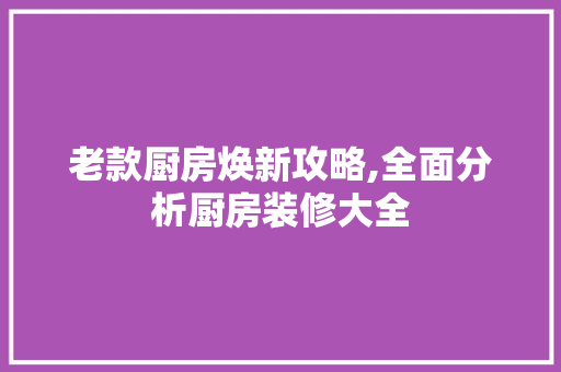 老款厨房焕新攻略,全面分析厨房装修大全 老款厨房焕新攻略,全面分析厨房装修大全 家居装饰