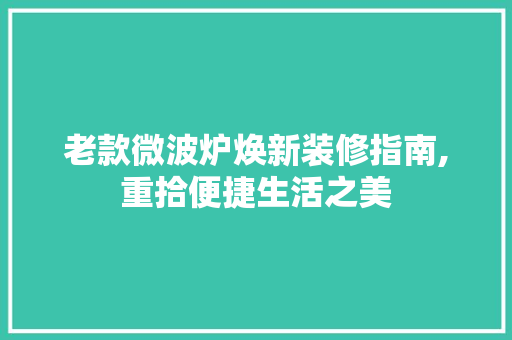 老款微波炉焕新装修指南,重拾便捷生活之美 老款微波炉焕新装修指南,重拾便捷生活之美 家居装饰