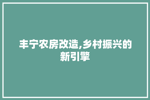 丰宁农房改造,乡村振兴的新引擎 家居设计