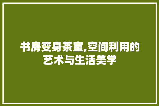 书房变身茶室,空间利用的艺术与生活美学 买房须知