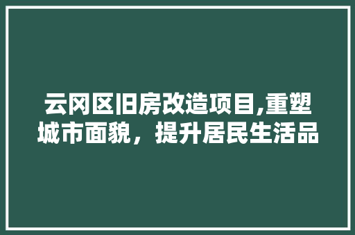 云冈区旧房改造项目,重塑城市面貌，提升居民生活品质 家居设计