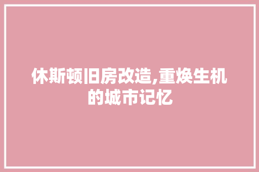 休斯顿旧房改造,重焕生机的城市记忆