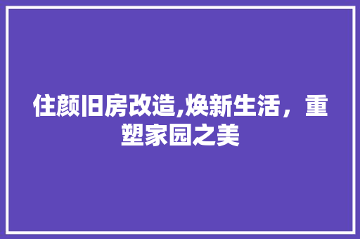 住颜旧房改造,焕新生活，重塑家园之美