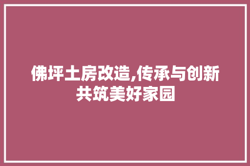 佛坪土房改造,传承与创新共筑美好家园