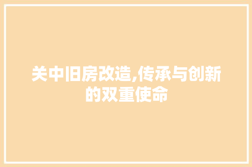 关中旧房改造,传承与创新的双重使命 家居设计