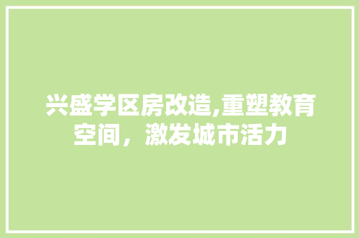 兴盛学区房改造,重塑教育空间，激发城市活力