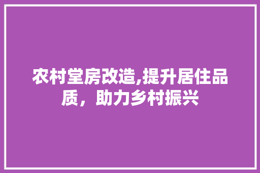 农村堂房改造,提升居住品质，助力乡村振兴