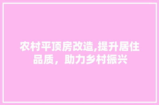 农村平顶房改造,提升居住品质，助力乡村振兴 买房须知