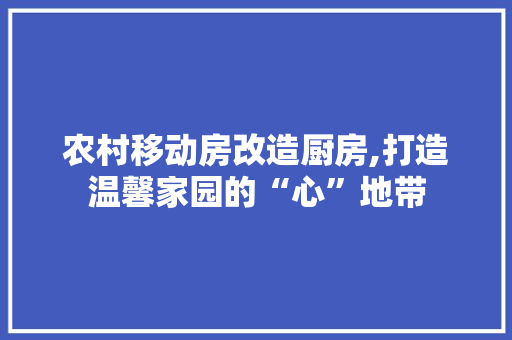 农村移动房改造厨房,打造温馨家园的“心”地带 装修知识