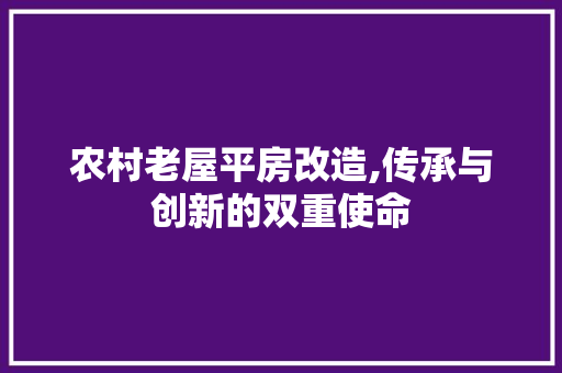 农村老屋平房改造,传承与创新的双重使命 买房须知