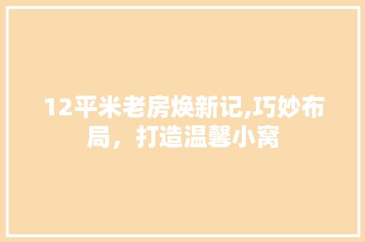 12平米老房焕新记,巧妙布局，打造温馨小窝 装修知识
