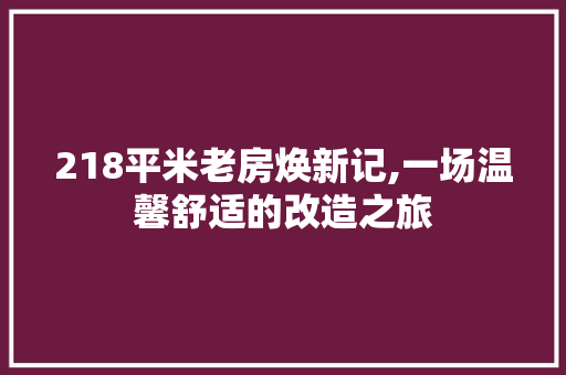 218平米老房焕新记,一场温馨舒适的改造之旅 家居装饰