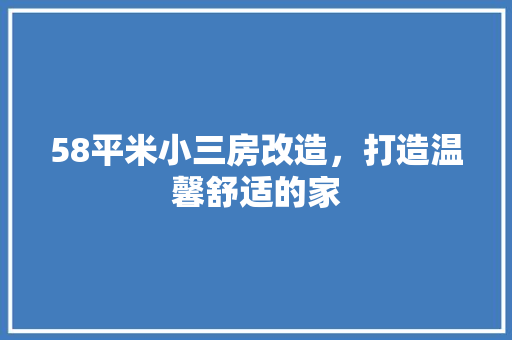 58平米小三房改造，打造温馨舒适的家 二手房