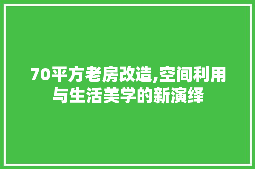 70平方老房改造,空间利用与生活美学的新演绎 买房须知