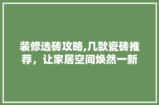装修选砖攻略,几款瓷砖推荐，让家居空间焕然一新 装修选砖攻略,几款瓷砖推荐，让家居空间焕然一新 家居装饰