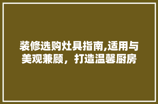 装修选购灶具指南,适用与美观兼顾，打造温馨厨房 装修选购灶具指南,适用与美观兼顾，打造温馨厨房 二手房