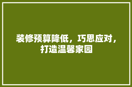 装修预算降低，巧思应对，打造温馨家园 装修预算降低，巧思应对，打造温馨家园 二手房