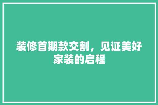 装修首期款交割，见证美好家装的启程 装修首期款交割，见证美好家装的启程 家居装饰