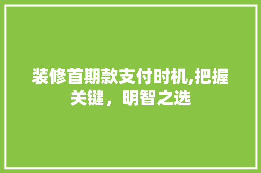 装修首期款支付时机,把握关键，明智之选 装修首期款支付时机,把握关键，明智之选 家居设计